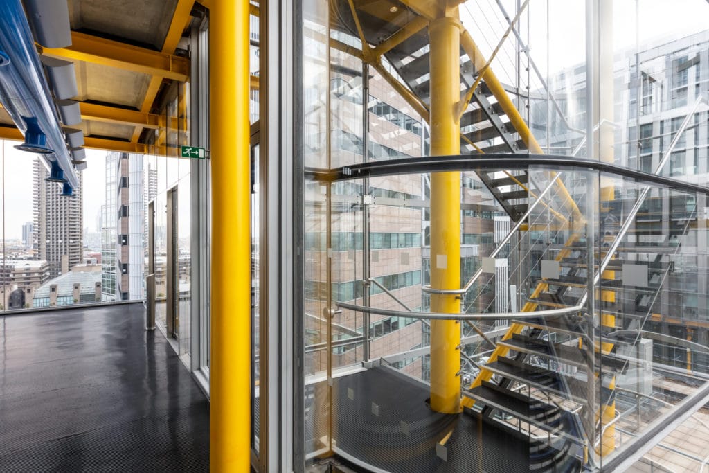 Feature staircase wrapping the internal building of 88 Wood St. 