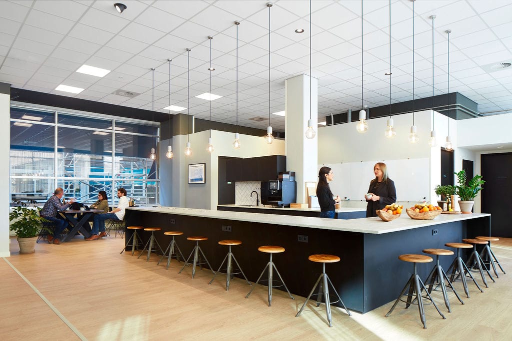 DPR Amsterdam office design and build by AIS staff breakout area