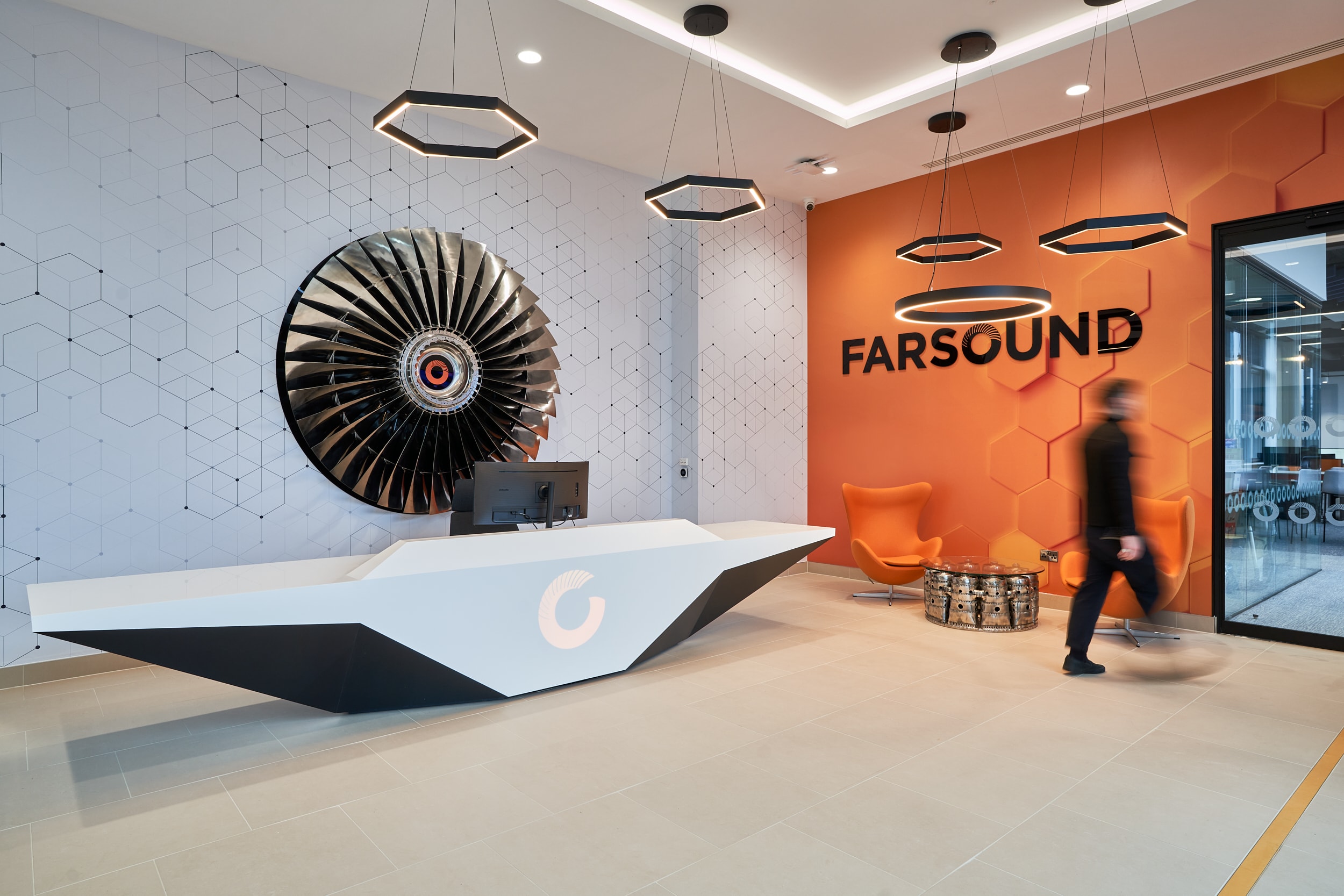 Aerospace office design reception area