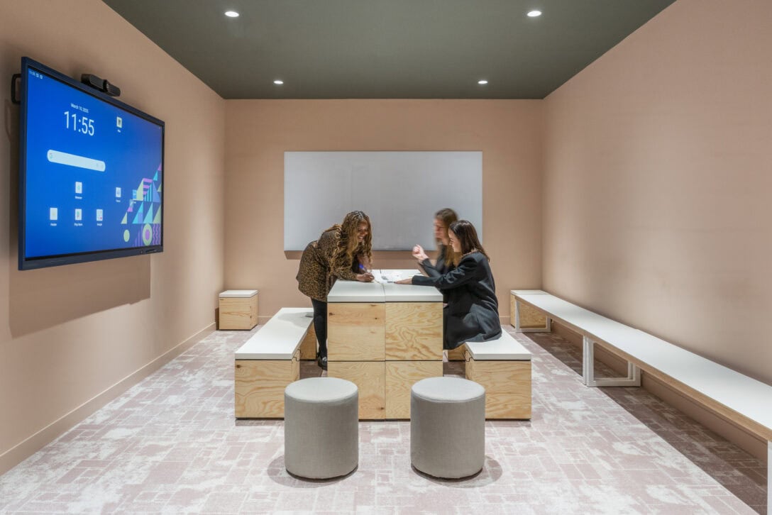 Buildable furniture in block style showing a table for project work